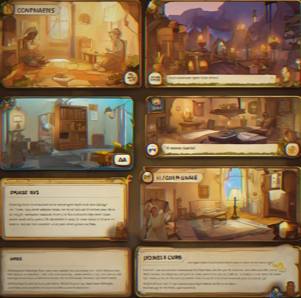 A game interface completely free of timers, score counters, or performance metrics—only story and exploration options